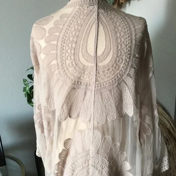 Summer Bohemian Swim Cover Up Natural Textured LIKE NEW FINAL SALE Med - Picture 6 of 9